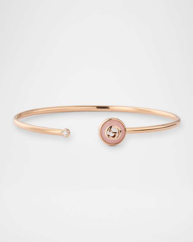 Gucci Interlocking 18K Pink Gold Flex Bracelet with Diamond and Opal